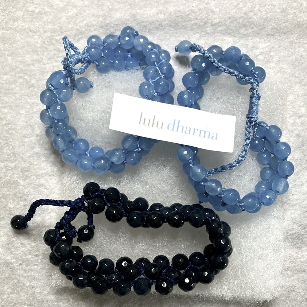 NWT 3 Lulu Dharma bead bracelets in Blue and Black